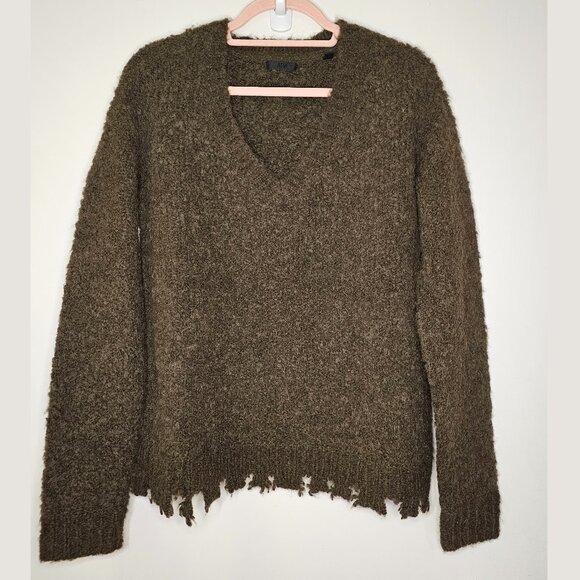 ATM Anthony Thomas Melillo Alpaca Merino Destroyed Hem Boucle Sweater, S, Olive - Picture 1 of 7